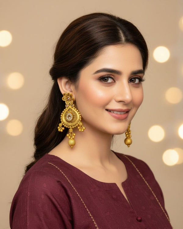 ER280 Ethnic Earrings Champgne