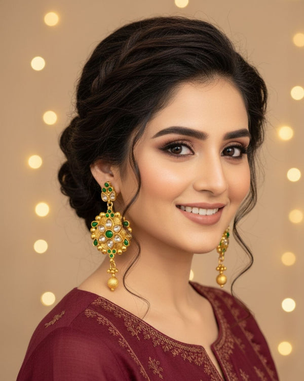 ER286 Ethnic Earrings Green